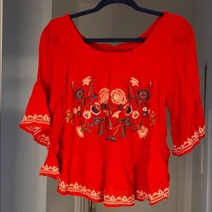 Red Cropped Blouse